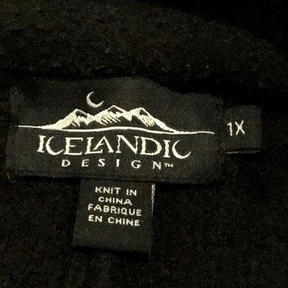 Icelandic Design Black White Nordic Design 100% Wool Sweater Coat - Picture 15 of 16